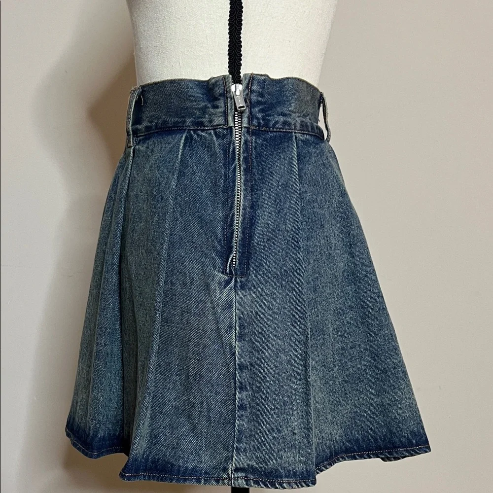 🪁🪣🩱Denim Pleated Mini Skirt - Blue